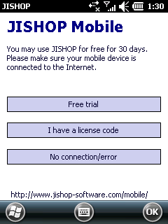 device's screen at the first run